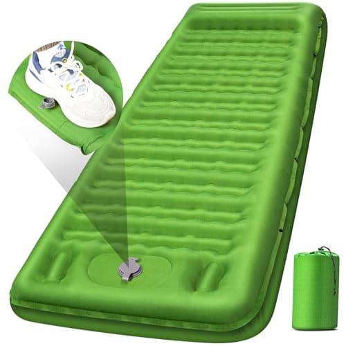 FNARMW Camping Sleeping Pad, Extra Thick 5 Inch Camping Mat with Pillow Built-in Foot Pump Inflatable Sleeping Pads Compact for Camping Backpacking Hiking Traveling Tent(Green)