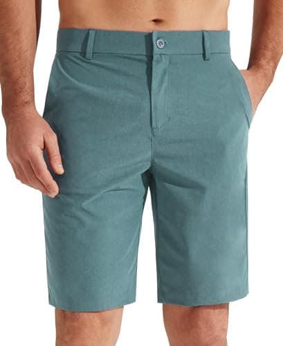 Libin Men's Golf Shorts 9" Work Dress Shorts Casual Flat Front Hybrid Short Lightweight Quick Dry Water Resistant, Peacock Blue, Size 44