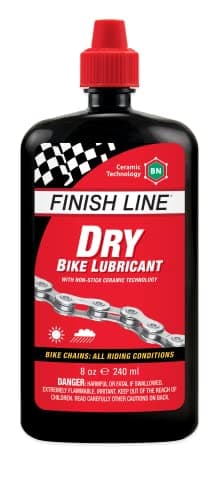 Finish Line Dry Bike Chain Lube, 8 oz Squeeze Bottle - Ceramic Dry Wax Lubricant, Dirt and Dust Resistant