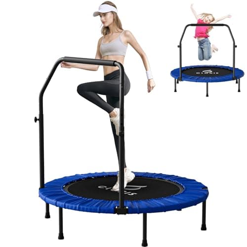 CLORIS Rebounder Trampoline for Adults 40 Inch, 400 lbs Capacity with 5-Level Adjustable Bar, Foldable Mini Indoor Fitness Workout Exercise Equipment Blue