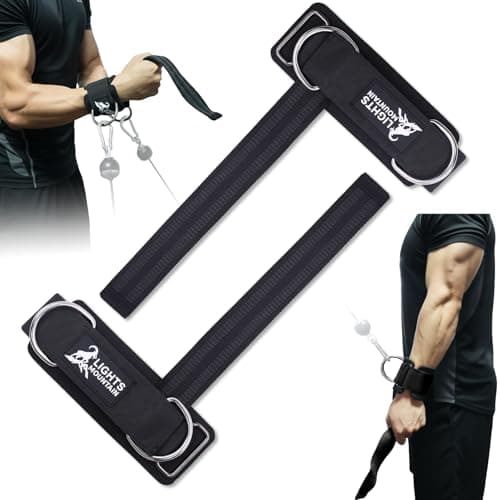 Lights Mountain Weight Lifting Straps with Cuffed Sliding Dual D-Rings – Wrist Cuffs for Gym Cable Workout, Strength & Support