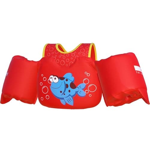 Dark Lightning Toddler Swim Vest for Kids Ages 2-7, Kids Floaties with Arm Wings, USCG Approved Pool Swim Vest for Boys Girls, 33-55 lbs (Fish)