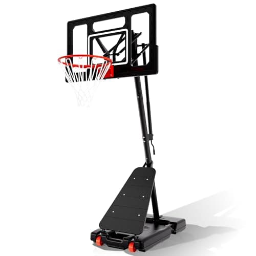 BACKYARD BLITZ Basketball Hoop,40&44&48in Backboard Portable Basketball Goal System, 10FT Hand-Crank Adjustable Basketball Hoop Outdoor