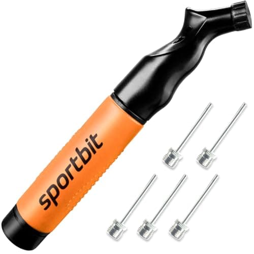 SPORTBIT Ball Pump for Sports Balls - Push & Pull Inflating System - Hand Pump for All Exercise Balls - Volleyball Pump, Basketball Inflator, Football & Soccer Ball Air Pump - Goes with 5 Needles Set