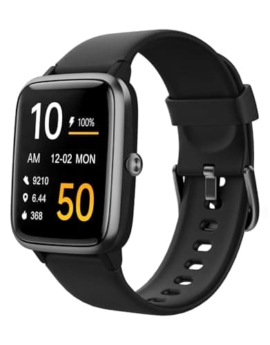 Fitness Tracker Fitness Watches for Women Men (Make/Answer Calls), 1.85" Smart Watch for iPhone/Android Phones, Heart Rate/Sleep Monitor Steps Tracker Watch Pedometer IP68 Waterproof (Dark Black)