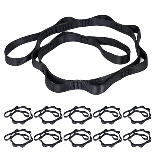 10PCS Nylon Daisy Chain Straps for Aerial Yoga Hammock Swing Adjustable Aerial Silk Extender Hanging Rope for Aerial Yoga Belts 3.6FT 5.9FT Long (Black, 5.9ft/1.8m)