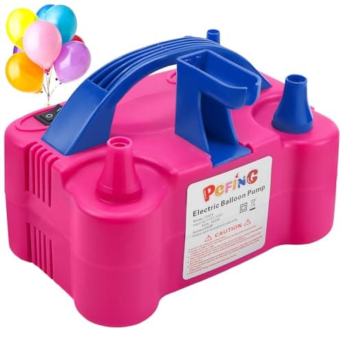 PCFING Balloon Pump Electric and Balloon Tying Tool in One, Portable Balloons Inflator Blower Machine with Dual Nozzle