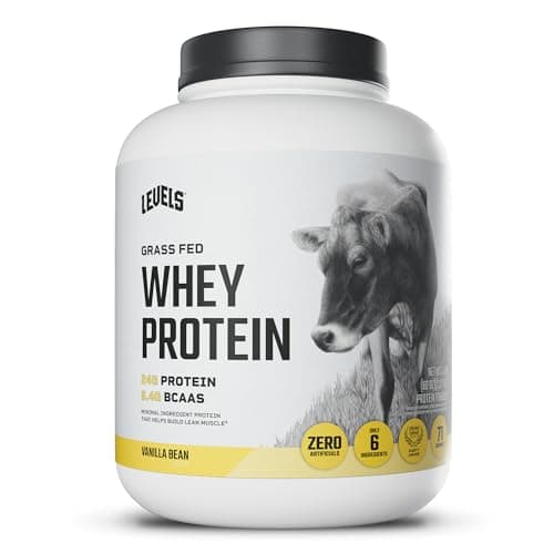 Levels Grass Fed Whey Protein Powder, No Artificials, 24G of Protein, Vanilla Bean, 5LB
