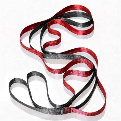 Acozycoo Stretching Strap with 10 Loops – Non-Elastic Yoga Strap for Physical Therapy, Knee Replacement Recovery & Plantar Fasciitis – Leg Stretcher Band for Flexibility & Hamstring Rehab(Red)