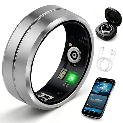 STILEFIX Smart Ring for Women Men, All-New Matte Scratch-Resistant Design, Health & Fitness Tracker for Sleep, Stress & Activity Monitoring, Long Battery Life, Waterproof, No App Fee, Silver 9