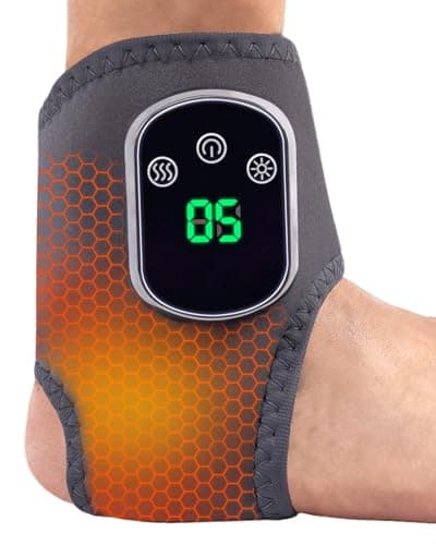 Gouzfca Foot Massager - Electric Ankle Massager, Cordless Design with 3 Vibration Modes, 5 Heat Levels (40°C–60°C) & 30 Min Timer, Home & Travel Use (Grey, 1pc)