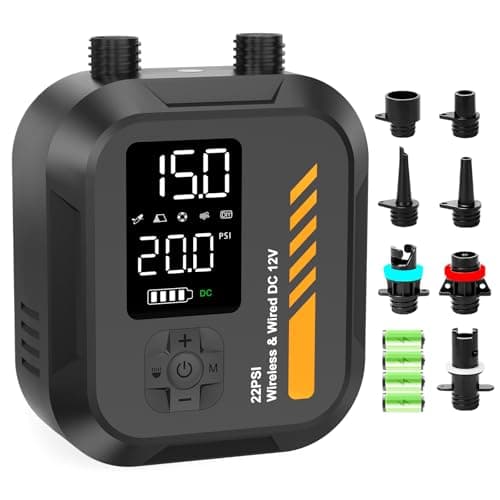 WEOLULI Paddle Board Pump Electric Portable,Rechargeable 22 PSI SUP Air Pump,Dual Power 7800mAh,12V DC Car Plug,Inflation Deflation,Auto-Off,for Paddleboard,Kayak,Kite,Tent,Kayaks