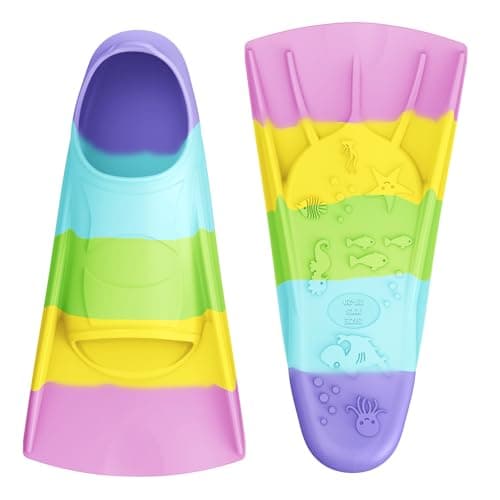 Gintenco Swim Fins, Kids Swim Training Fins for Lap Swimming, Travel Size Flippers with Mesh Bag, Silicone Swimming Fins for Kids Teens Adults Women Men