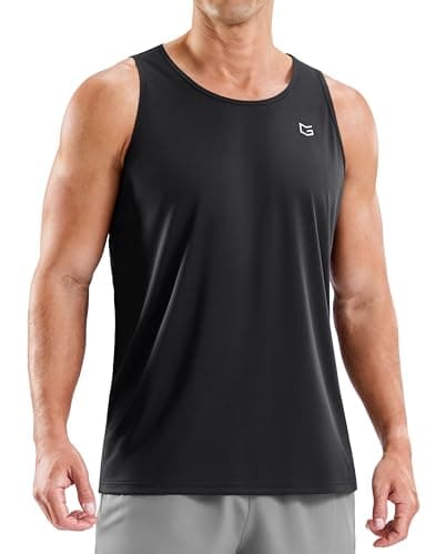 G Gradual Beach Tank Tops for Men UPF50+ Dry Fit Summer Sleeveless Shirts Mens Workout Shirt for Swimming, Running, Athletic(Black, L)