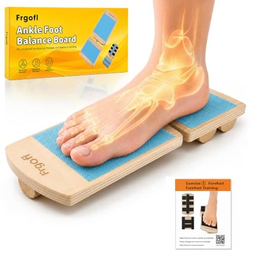 Frgofl Balance Board for Ankle Strengthening & Physical Therapy - Adjustable Single Leg Board for Recovery from Sprains, Plantar Fasciitis | Stability Trainer with Video Guide and Carry Bag, Blue