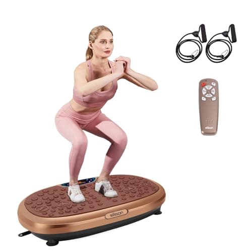 EILISON FitMaxx 3D XL Vibration Plate Exercise Machine - Whole Body Workout Vibration Platform w/Loop Bands - Lymphatic Drainage Machine for Weight Loss, Shaping, Recovery (Fitmaxx Brown, 818)