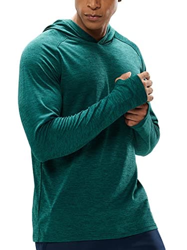 MIER Men's Hooded Shirt Long Sleeve UPF50+ Fishing Hiking Running Hoodie, Dry Fit & Rash Guard, Green, XL