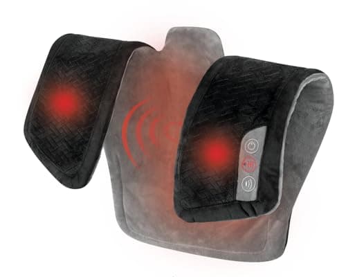 HoMedics Heating Pad, Duel Intensity Vibrating Heated Neck & Shoulder Massage Wrap to Aid & Rejuvenate Sore and Tired Muscles, Black