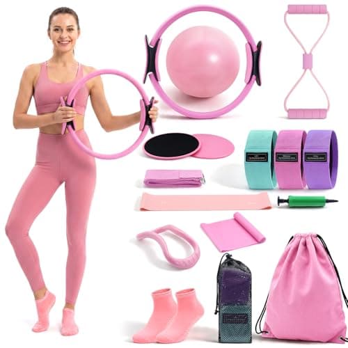ChicRange Pilates Kit for Home Workouts, Set with Ring, Ball, Resistance Bands, Core Sliders & Socks. Home Pilates Kit for Women, Essentials Kit, Starter Kit, Accessories Equipment Set