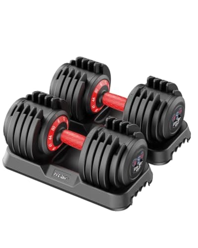 Adjustable Dumbbell Set, 10-in-1 50LB Ajustable Dumbbells with Safe Locking System, Enclosed Storage Tray, 1 Sec Fast Adjustment, Comfortable Non-Slip Textured Grip, Suitable for Home Gym Workouts Men and Women