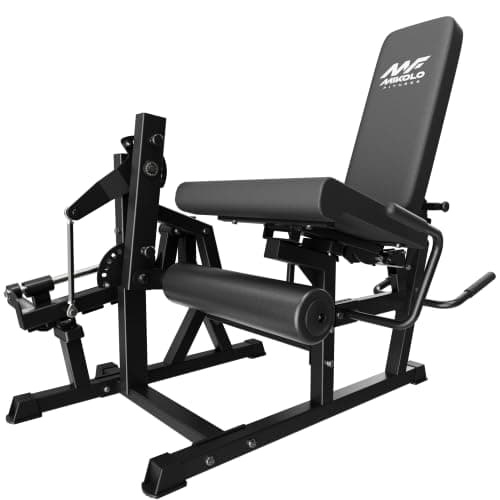 Mikolo Leg Extension and Curl Machine, Adjustable Leg Curl Machine for Home Gym, Seated Leg Extension and Lying Leg Curl Machine, Leg Workout Equipment with 1:1 Resistance System, Black