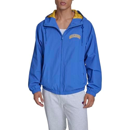 Champion Men's Packable Fanny Pack Windbreaker Hoody, Blue, Small