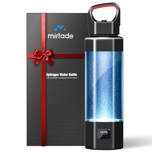 Mirtade Hydrogen Water Bottle Generator, 10000+ PPB Molecular Hydrogen Water Machine, Portable Water Ionizer with Ergonomic Handle, SPE/PEM, Leak-Proof, H2 Certified,Perfect for Home Gym Office(Black)