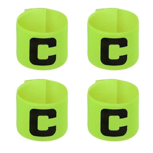 arrccholiy 4 Pcs Soccer Football Captain Armband Adjustable Nylon Elastic Protective C Arm Badge for Youth Adult Team Training, Green