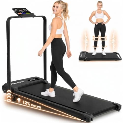 Foldable Walking Pad with Incline - Under Desk Treadmill with Handle Bar