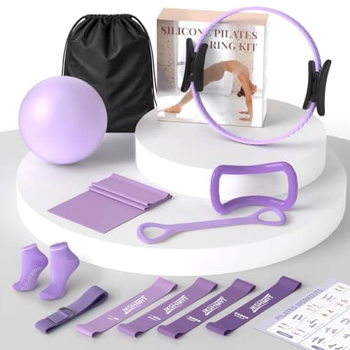Pilates Ring Kit for Women, Pilates Equipment – 14.5" Home Magic Circle Workout with Pilates Ball, Resistance Bands, Better me Pilates Essentials Starter Set for Beginners Toning Shape Full Body