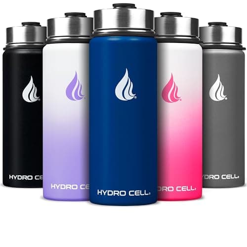 HYDRO CELL Stainless Steel Insulated Water Bottle with Straw - For Cold & Hot Drinks - Metal Vacuum Flask with Screw Cap and Modern Leakproof Sport Thermos for Adults (Navy 18oz)