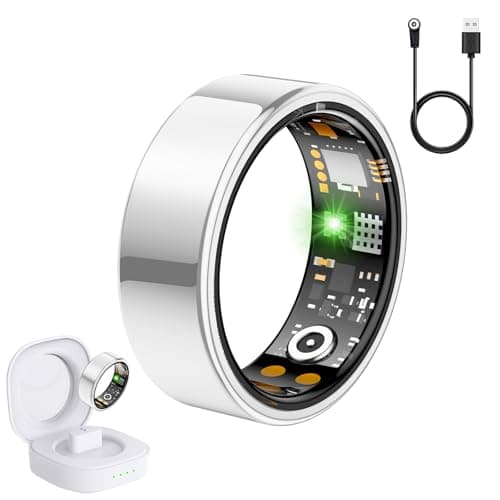Smart Ring for Women Men, Fit Ring with Heart Rate, Blood Oxygen, HRV, Sleep Monitor, Stress, Step Counter, IP68 Waterproof Fitness Rings for iPhone & Android, No Subscription Fee (Silver, 13#)