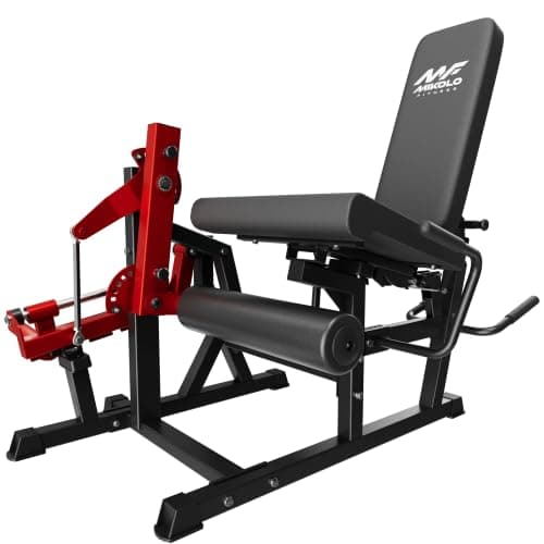 Mikolo Leg Extension and Curl Machine, Adjustable Leg Curl Machine for Home Gym, Seated Leg Extension and Lying Leg Curl Machine, Leg Workout Equipment with 1:1 Resistance System, Red