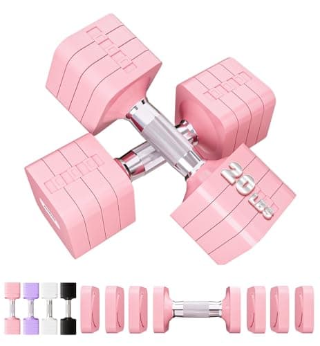 40 LB dumbbells Set 4 in 1 Adjustable Hand Weights Sets for Women Men Free Weights Dumbbell Set Adjust Dumbbell Weight Sets for Home Gym Exercise Workout Strength Training Equipments, Pink