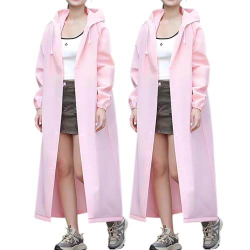 GIBENUO Rain Ponchos for Adults, 2 Pcs Reusable Raincoats for Women & Men