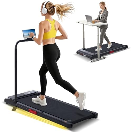 HaHbHc Walking Pad Treadmill with Incline, 2026 Upgrade Mini Running Portable Under Desk Treadmill for Home Office Small with Handles, 3.0HP Electric Walking Pad with Handle Bar, 0.6-7.6MPH, 350LBS