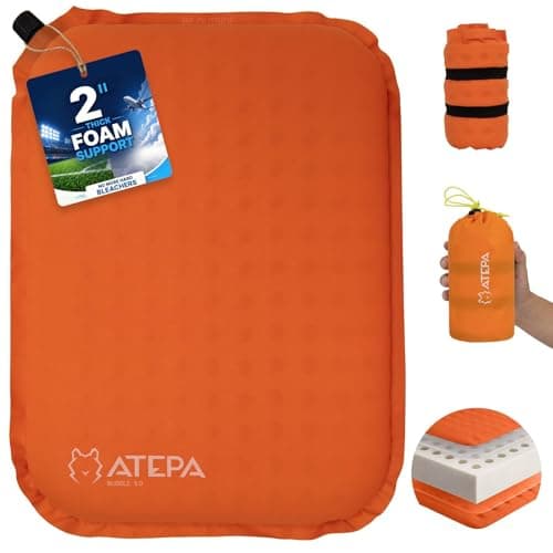 ATEPA Inflatable Seat Cushion, Portable Self-Inflating Seat Cushion for Stadium Airplane Air Travel Bleacher Camping, Blow Up Foam Seat Pad for Outdoor Sports Events, Orange