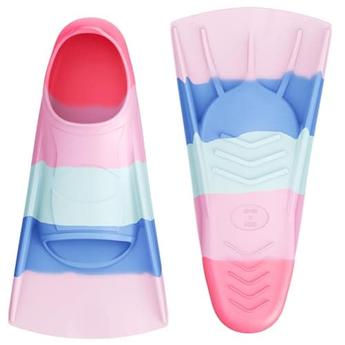 Gintenco Swim Fins, Kids Swim Training Fins for Lap Swimming, Travel Size Flippers with Mesh Bag, Silicone Swimming Fins for Kids Teens Adults Women Men
