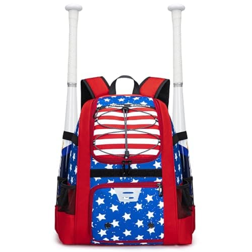 KAVIGOR Youth Baseball Bag, Softball Bag for Girls & Boys, Kids Tball Backpack with Shoes Compartment
