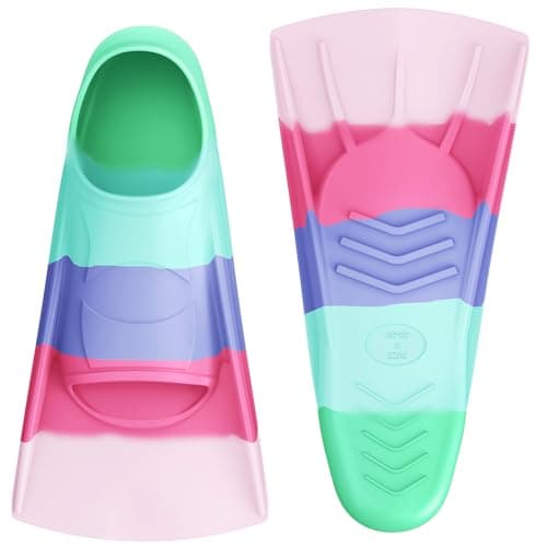 Gintenco Swim Fins, Kids Swim Training Fins for Lap Swimming, Travel Size Flippers with Mesh Bag, Silicone Swimming Fins for Kids Teens Adults Women Men (CH07, S(Jr 2-3/US Women 3-5))
