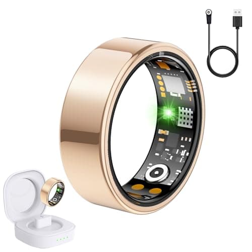 Smart Ring for Women Men, Fit Ring with Heart Rate, Blood Oxygen, HRV, Sleep Monitor, Stress, Step Counter, IP68 Waterproof Fitness Rings for iPhone & Android, No Subscription Fee (Rose Gold, 12#)
