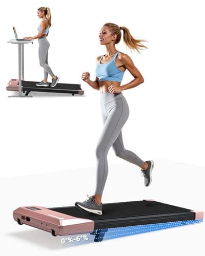 DeerRun Under Desk Walking Pad Treadmill for Home Office & Small Spaces, 6% Manual Incline, 0.6–3.8 MPH Walking Speed, 2.5 HP, 300 lb Capacity, App & Remote Control