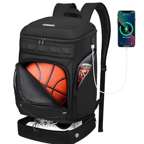 Ciihars Basketball Bag Backpack Large Sports Bag with Separate Ball holder & Shoes compartment, Best for Basketball, Soccer,Volleyball,Gym(Black)