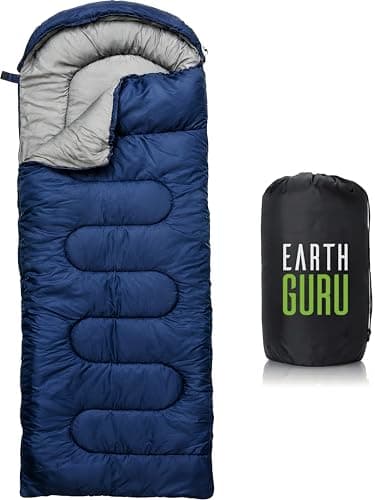 Earth Guru Sleeping Bags for Adults Cold Weather & Warm - Backpacking Camping Sleeping Bag for Kids 10-12, Girls, Boys - Lightweight Compact Camping Essentials Gear Accessories Hiking Sleep Must Haves