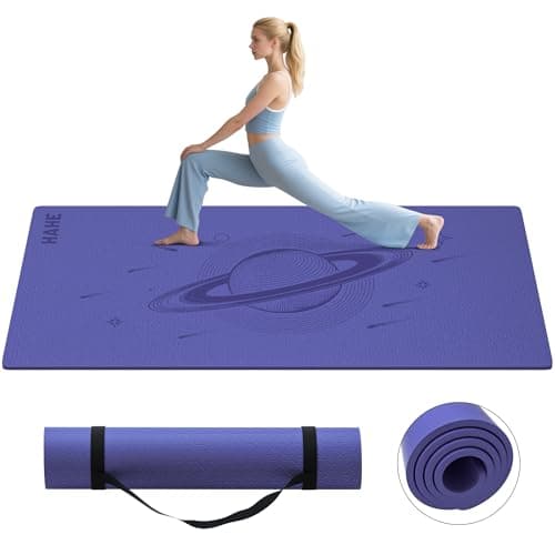 Large Yoga Mat, 72"x40"x0.4"Thick, Extra Wide Exercise Mat, Oversized Non Slip Workout Mat with Strap for Yoga, Pilates, Fitness, Home Gym Studio (Light Purple)