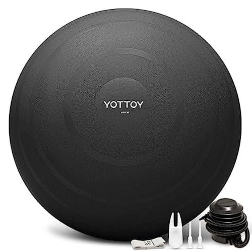 YOTTOY Anti-Burst Exercise Ball for Working Out, Yoga Ball for Pregnancy,Extra Thick Workout Ball for Physical Therapy,Fitness with Pump (Dark)