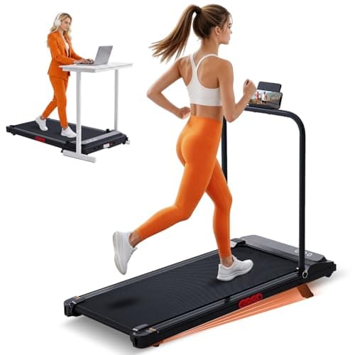 Walking Pad Treadmill with Handle Bar, 3.0HP Portable Electric Treadmills for Home Exercising, 0.6-7.6MPH Mini Walking Pad Treadmill with Incline, Small Under Desk Treadmills for Home Small, 350LBS