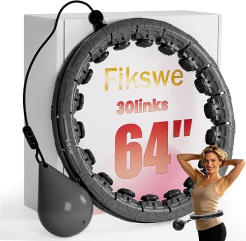 Fikswe Weighted Infinity Exercise Hoop - 64in 30 Links Smart Hoop for Adult Weight Loss, Plus Size Low-Impact Fitness Hoop for Beginners & Women