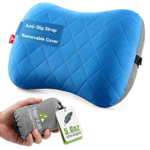 Hikenture Ultralight Inflatable Washable Pillow with Removable Cover for Neck Lumber Support - Upgrade Backpacking Pillow for Camping, Travel, Hiking, Backpacking (Blue)