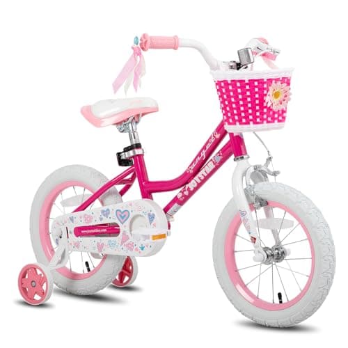 JOYSTAR 12 Inch Girls Bike Toddler Bike for 2 3 4 Years Old Girl 12" Kids Bikes for Ages 2-4 yr with Training Wheels and Basket Children's Bicycle in Fuchsia